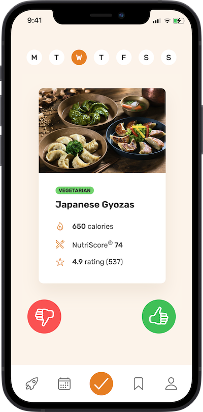 iPhone app approve weekly meal plan screen